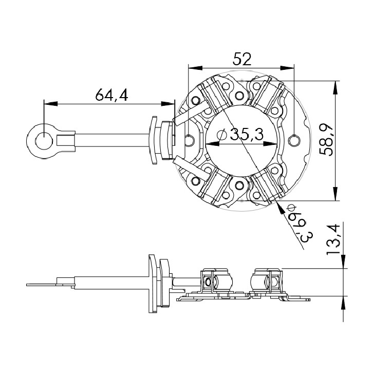 Porta Escovas para Motor de Partida com 4 Escovas - Unifap - 1.231/4