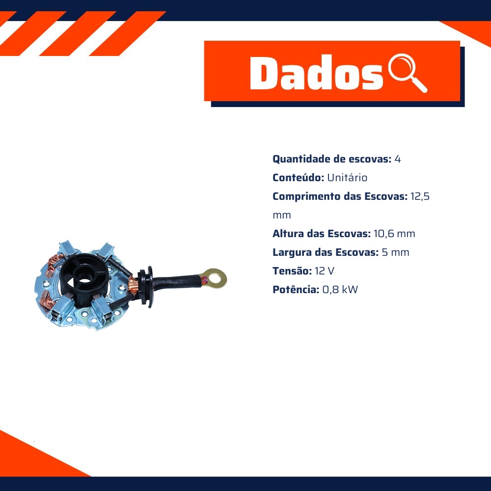 Porta Escovas para Motor de Partida com 4 Escovas - Unifap - 1.231/4