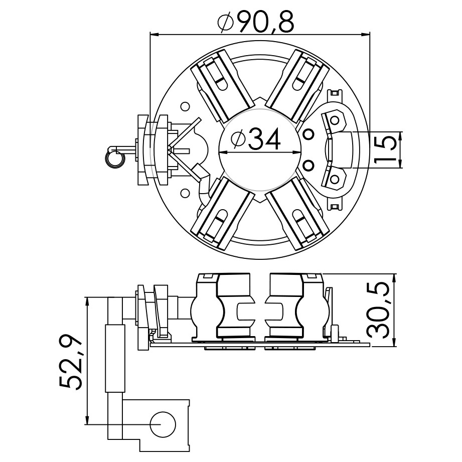 Porta Escovas para Motor de Partida com 4 Escovas - Unifap - 1.233/4