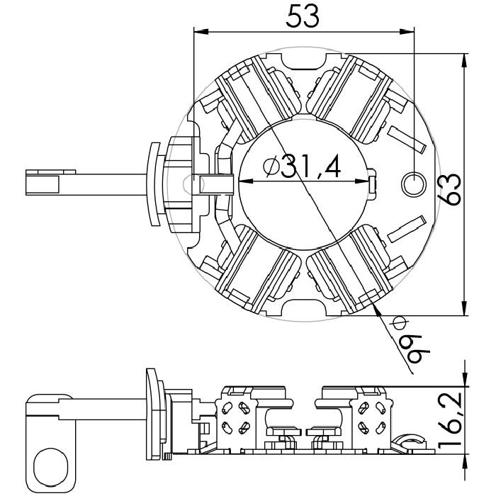 Porta Escovas para Motor de Partida com 4 Escovas - Unifap - 1.234/4