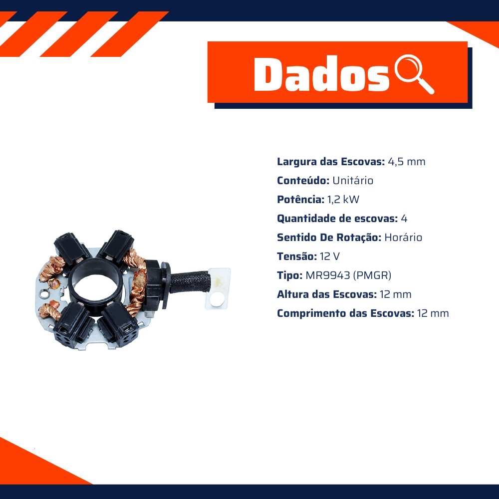 Porta Escovas para Motor de Partida com 4 Escovas - Unifap - 1.234/4