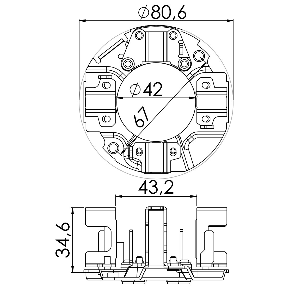 Porta Escovas para Motor de Partida com 4 Escovas - Unifap - 1.244/4