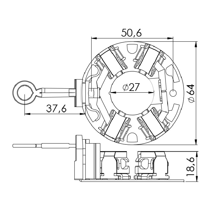 Porta Escovas para Motor de Partida com 4 Escovas - Unifap - 1.250/4
