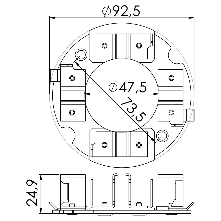 Porta Escovas para Motor de Partida com 4 Escovas - Unifap - 1.255/4