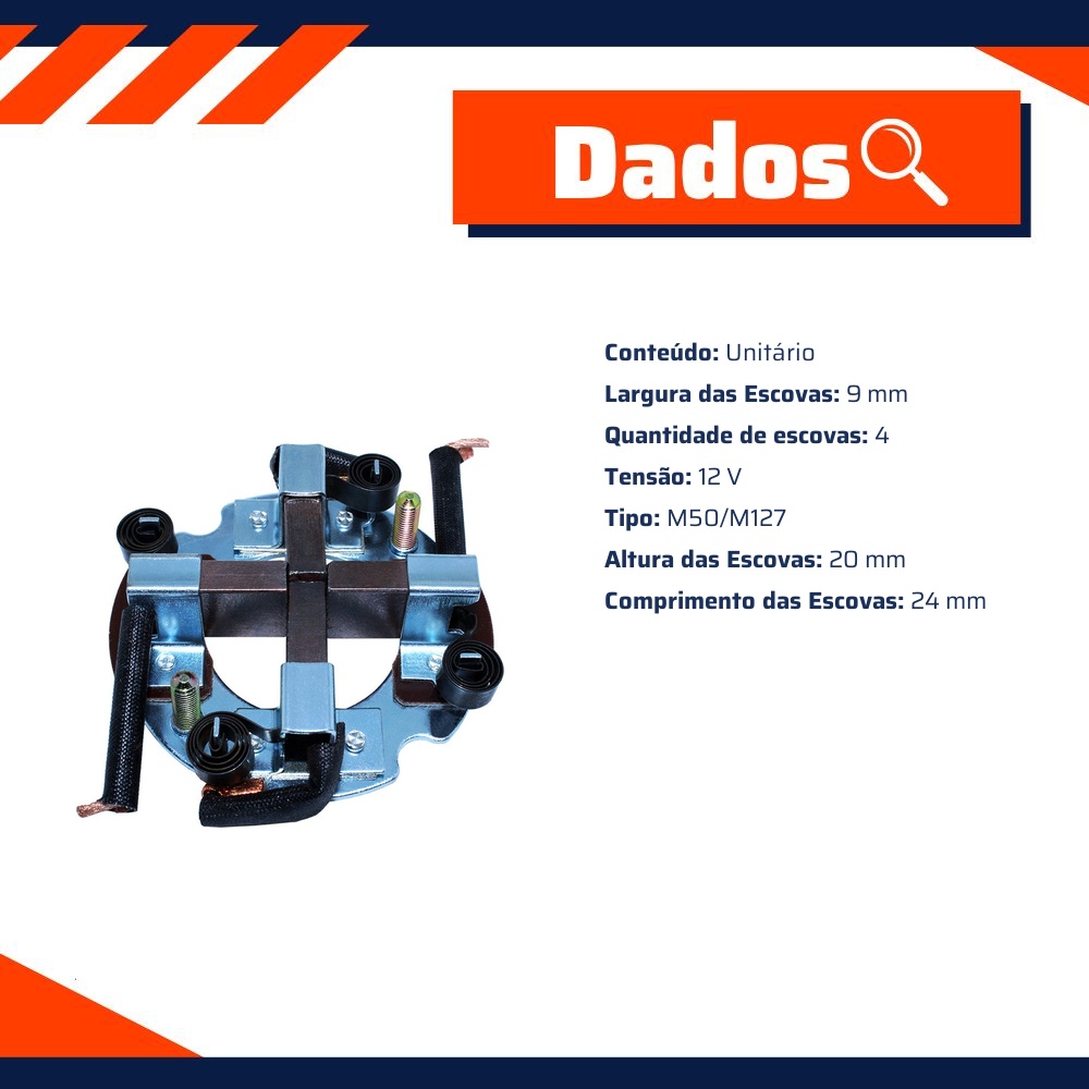 Porta Escovas para Motor de Partida com 4 Escovas - Unifap - 1.255/4