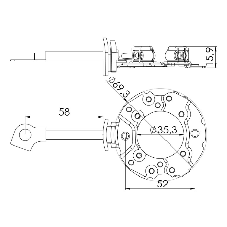 Porta Escovas para Motor de Partida com 4 Escovas - Unifap - 1.260/4
