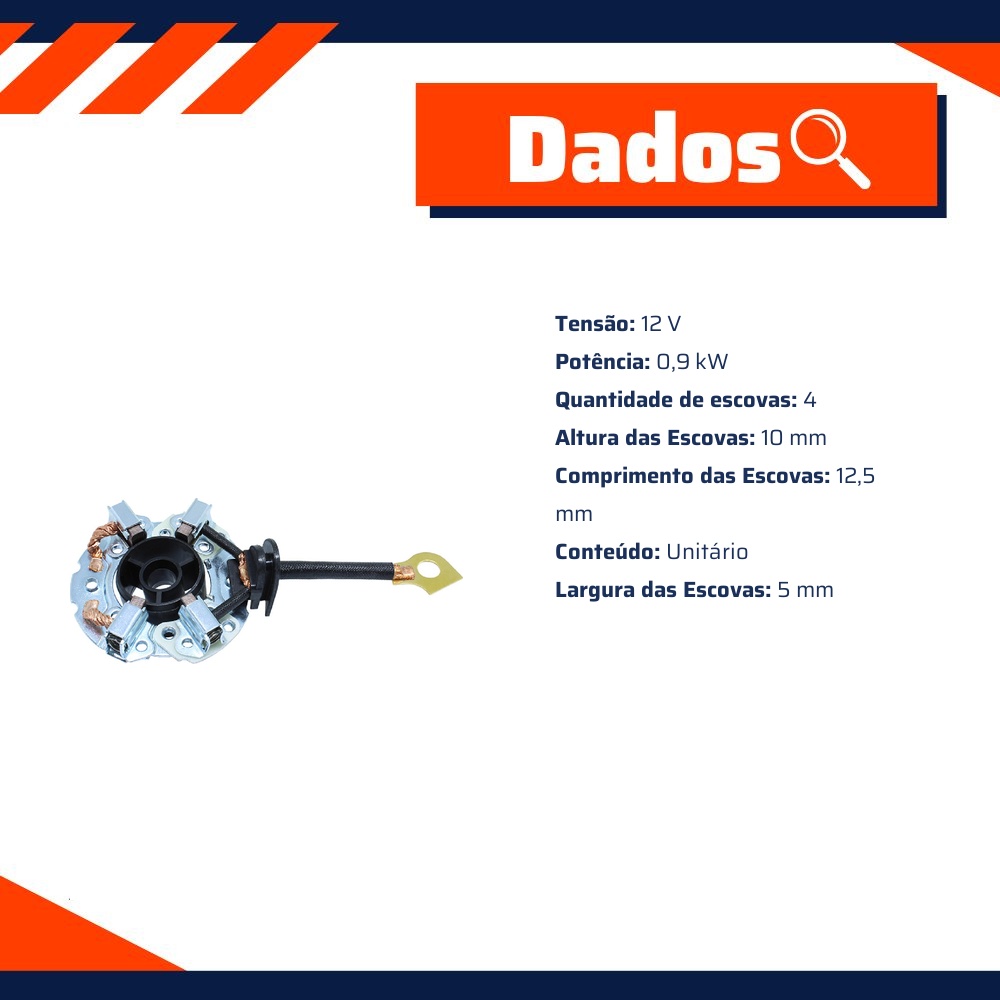 Porta Escovas para Motor de Partida com 4 Escovas - Unifap - 1.260/4