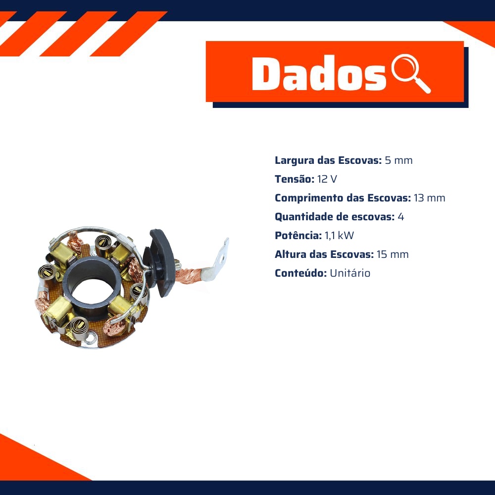Porta Escovas para Motor de Partida com 4 Escovas - Unifap - 1.261/4