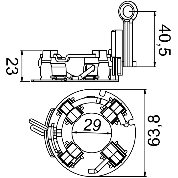 Porta Escovas para Motor de Partida com 4 Escovas - Unifap - 1.262/4