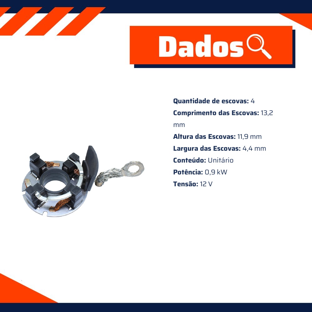 Porta Escovas para Motor de Partida com 4 Escovas - Unifap - 1.262/4