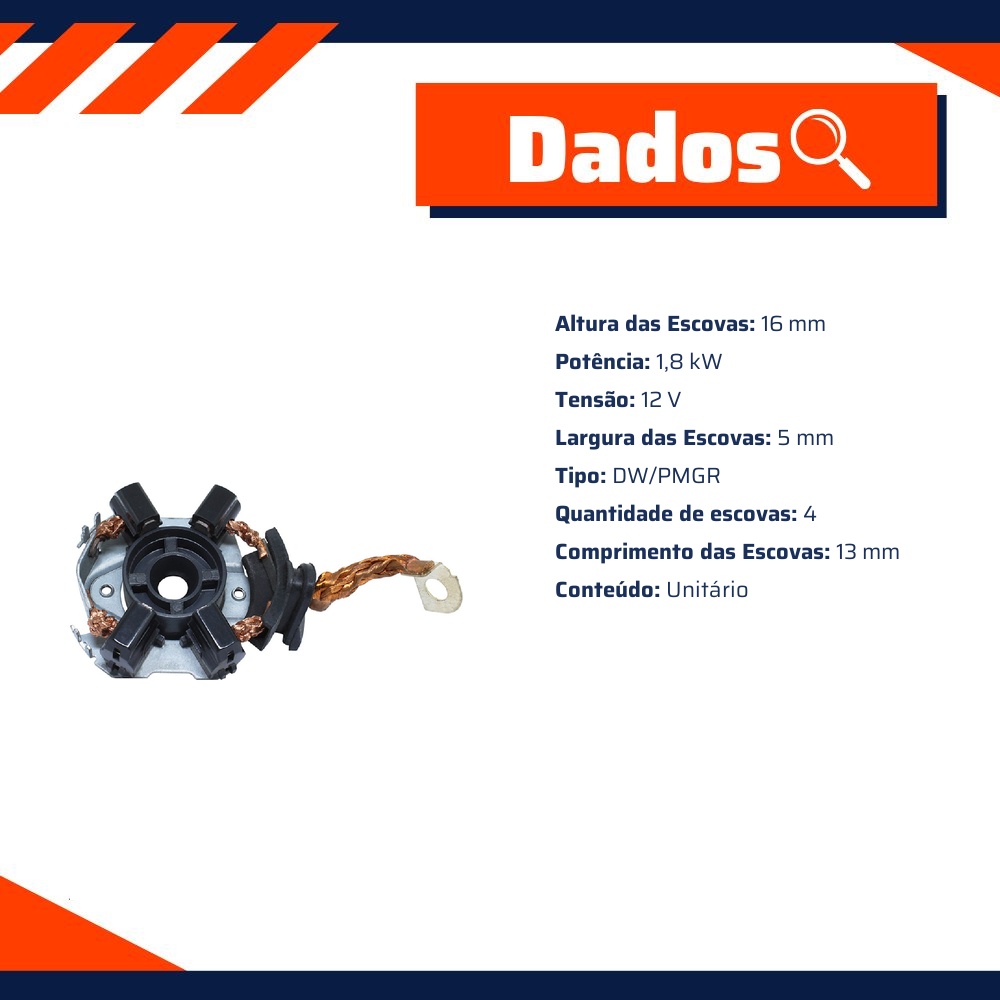 Porta Escovas para Motor de Partida com 4 Escovas - Unifap - 1.280/4
