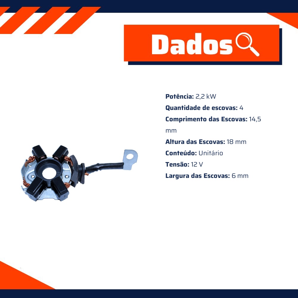 Porta Escovas para Motor de Partida com 4 Escovas - Unifap - 1.278/4