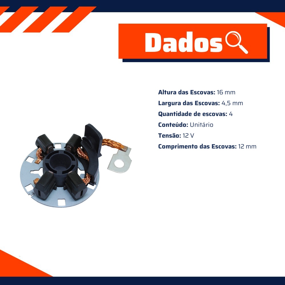 Porta Escovas para Motor de Partida com 4 Escovas - Unifap - 1.284/4