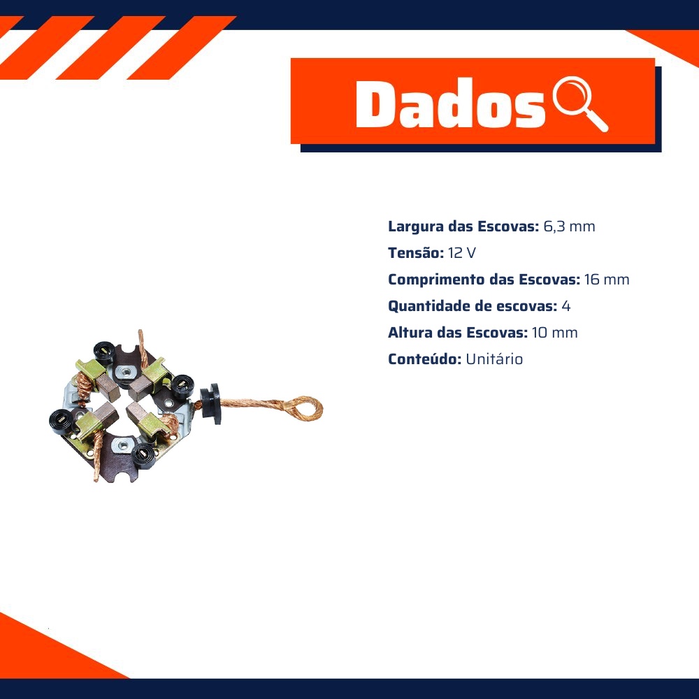 Porta Escovas para Motor de Partida com 4 Escovas - Unifap - 1.285/4