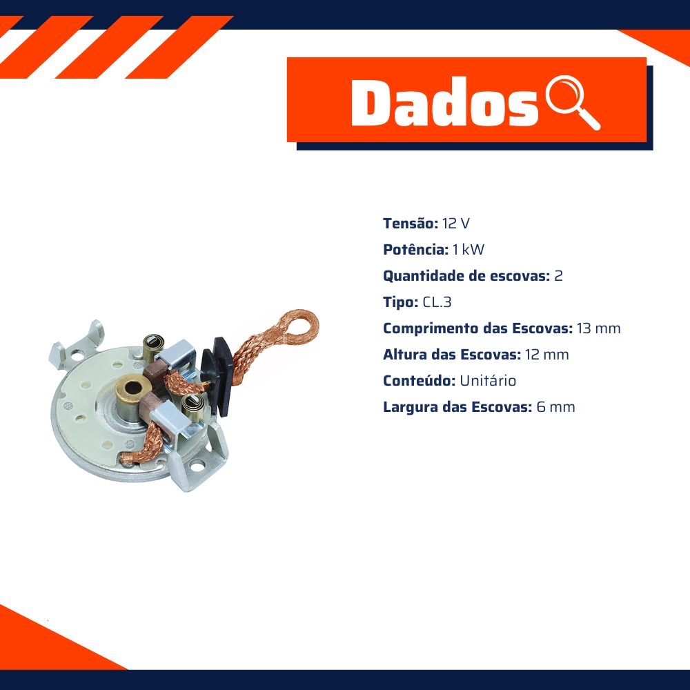 Porta Escovas para Motor de Partida com 2 Escovas - Unifap - 1.287/2