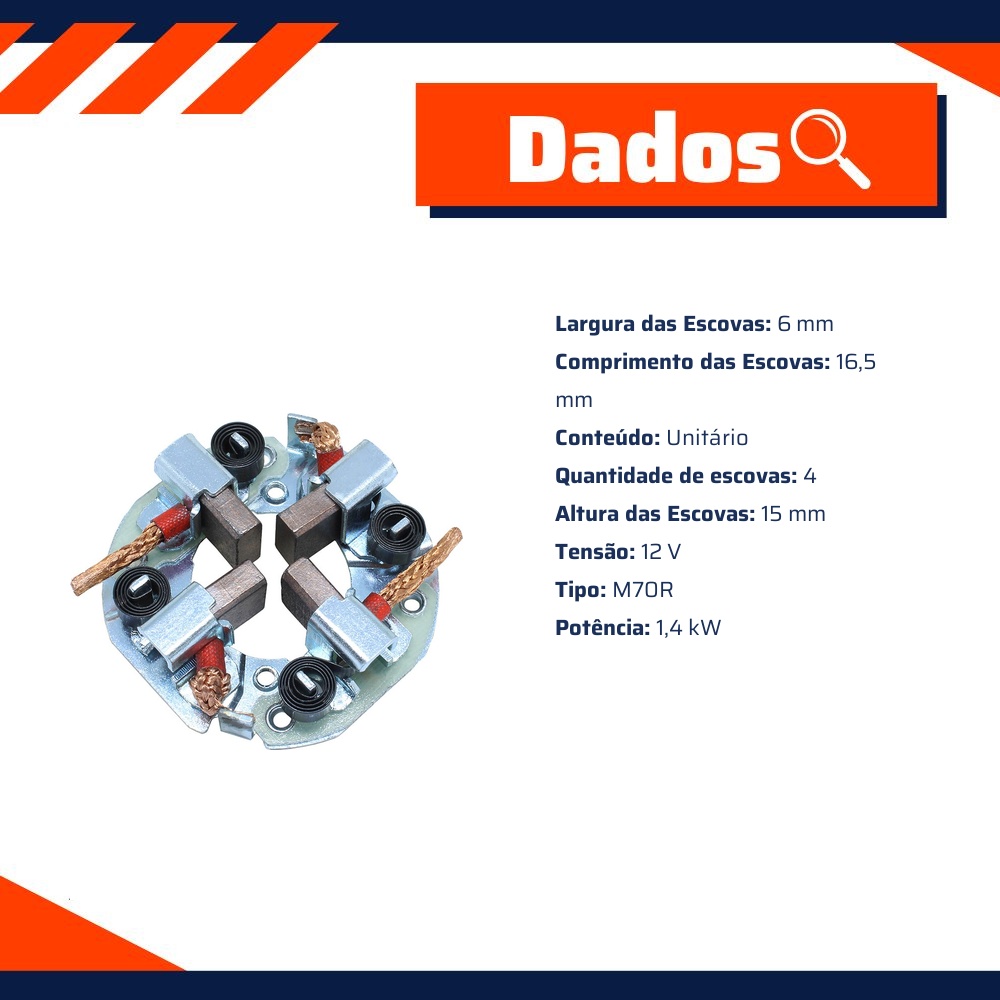 Porta Escovas para Motor de Partida com 4 Escovas - Unifap - 1.291/4