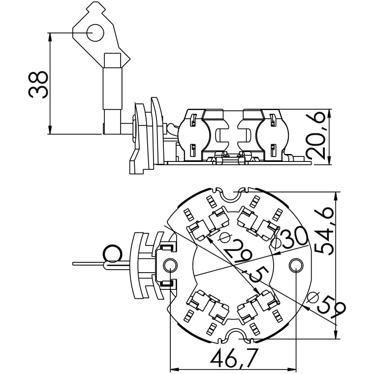 Porta Escovas para Motor de Partida com 4 Escovas - Unifap - 1.298/4