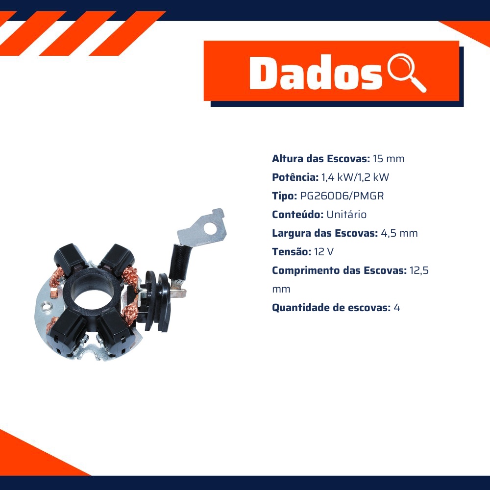 Porta Escovas para Motor de Partida com 4 Escovas - Unifap - 1.298/4