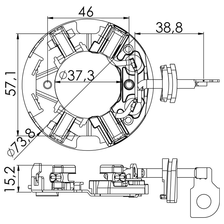 Porta Escovas para Motor de Partida com 4 Escovas - Unifap - 1.315/4