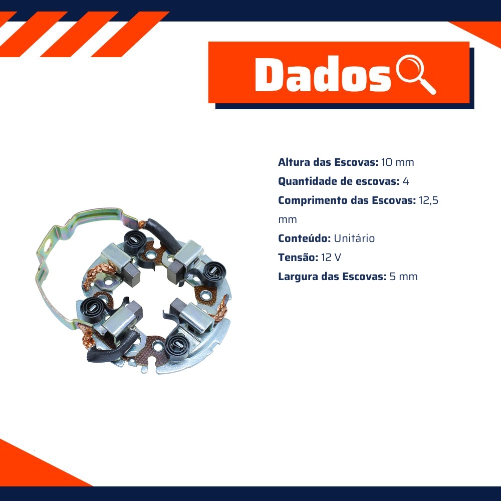 Porta Escovas para Motor de Partida com 4 Escovas - Unifap - 9.902/4