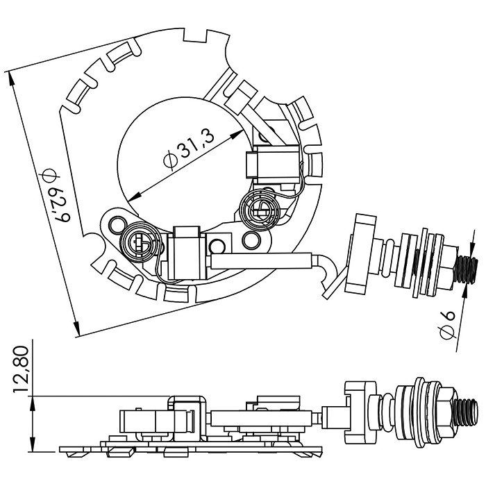 Porta Escovas para Motor de Partida com 2 Escovas - Unifap - 9.907/2