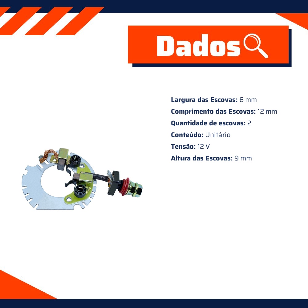 Porta Escovas para Motor de Partida com 2 Escovas - Unifap - 9.907/2