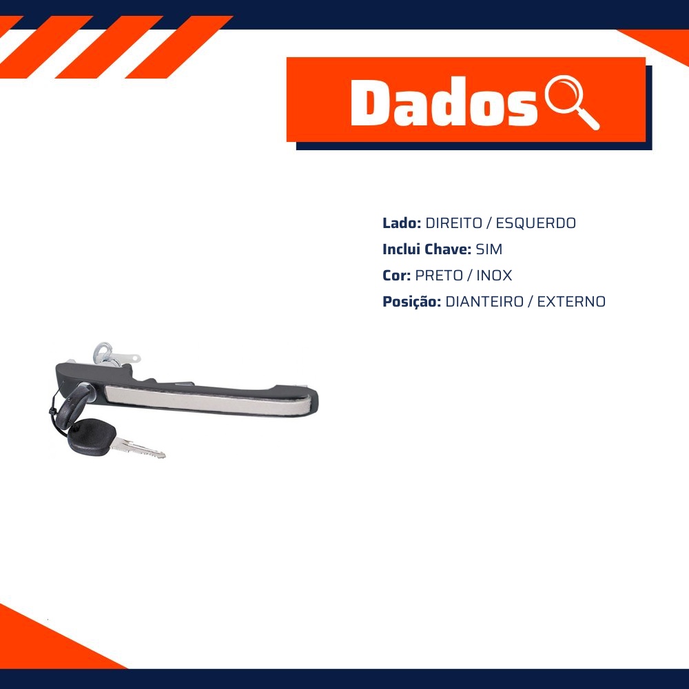 Maçaneta Externa Dianteira Preta Inox para Volkswagen Passat - Atemis - 1179