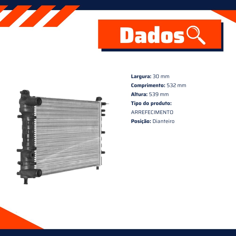 Radiador de Água do Motor para Fiat Uno - Visconde - 12209