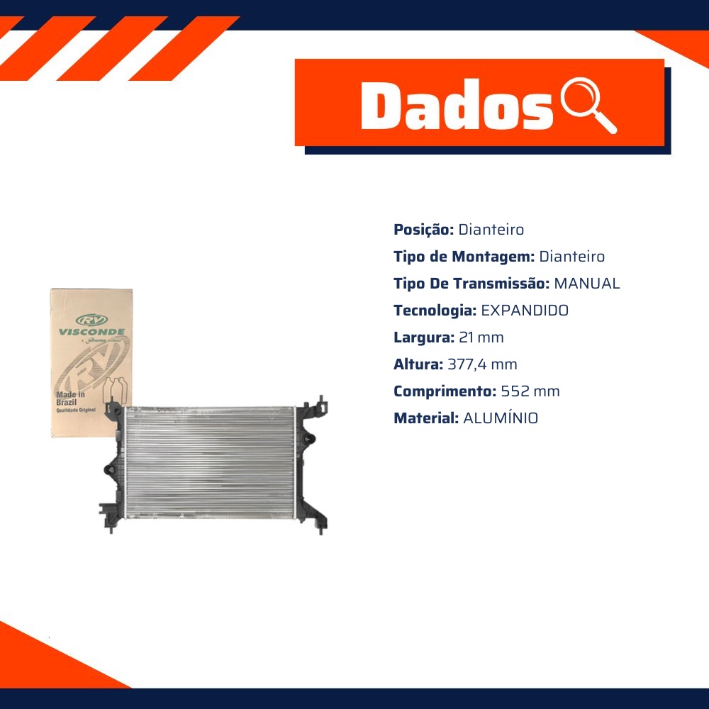 Radiador de Água do Motor - Visconde - 12234