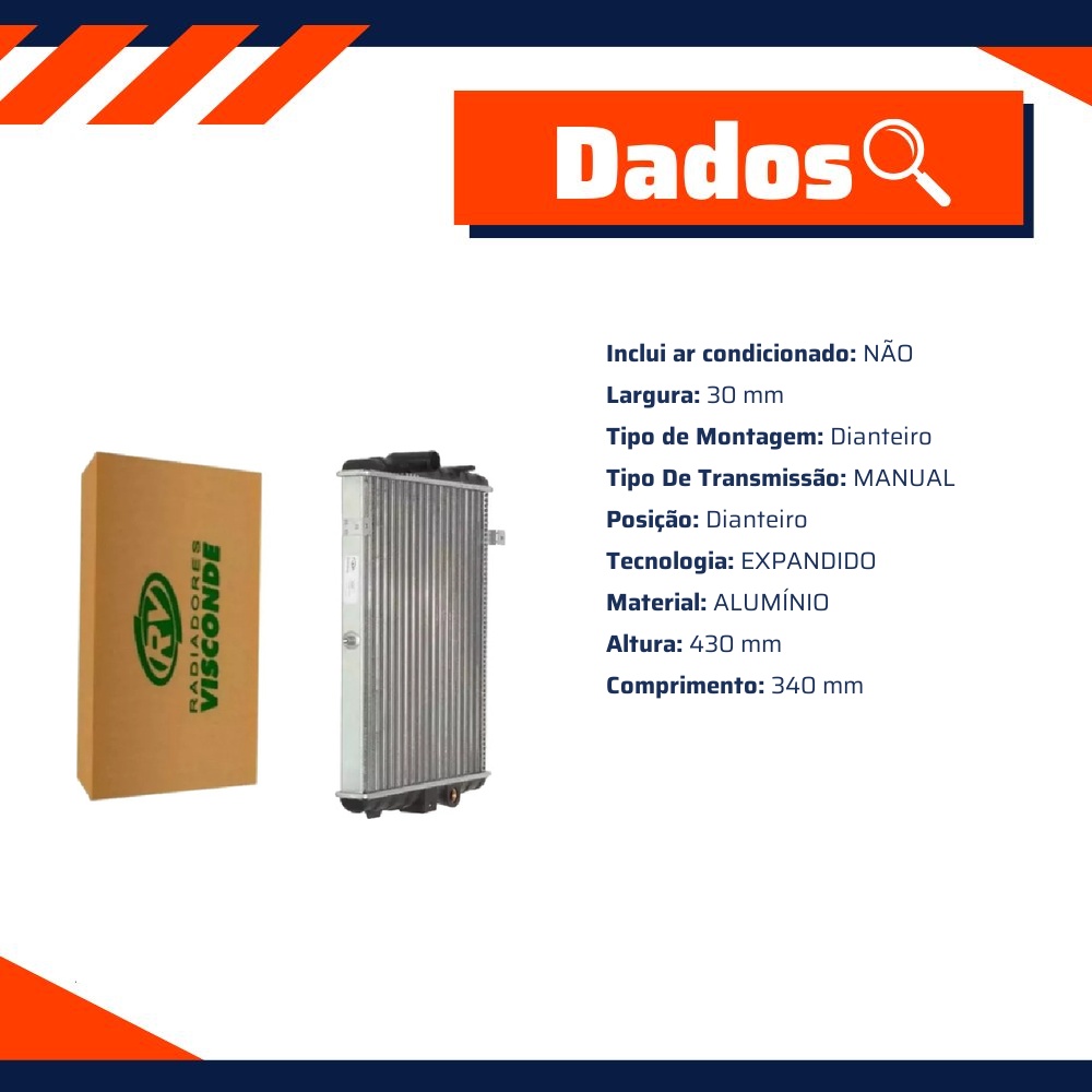 Radiador de Água do Motor - Visconde - 12251