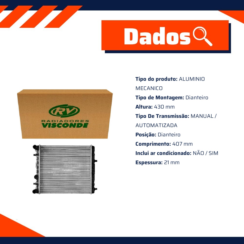 Radiador de Água do Motor - Visconde - 12527