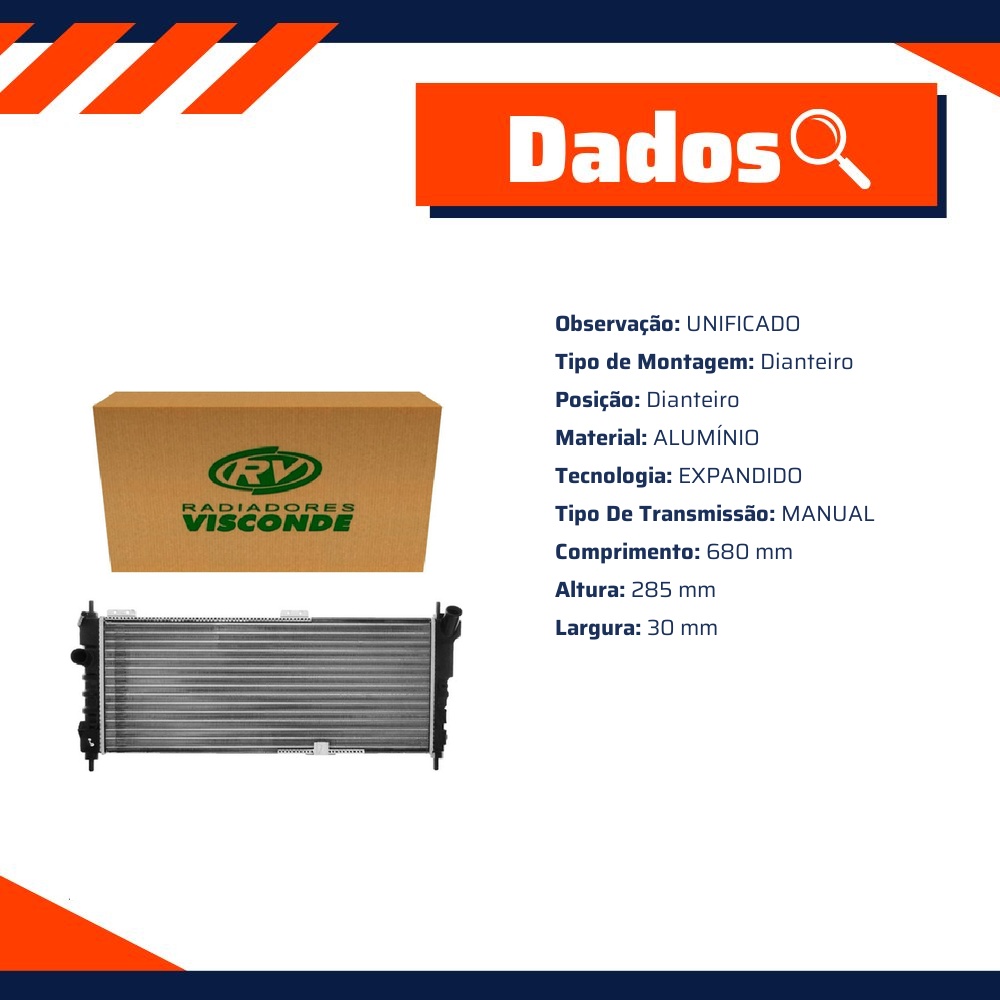 Radiador de Água do Motor - Visconde - 12562