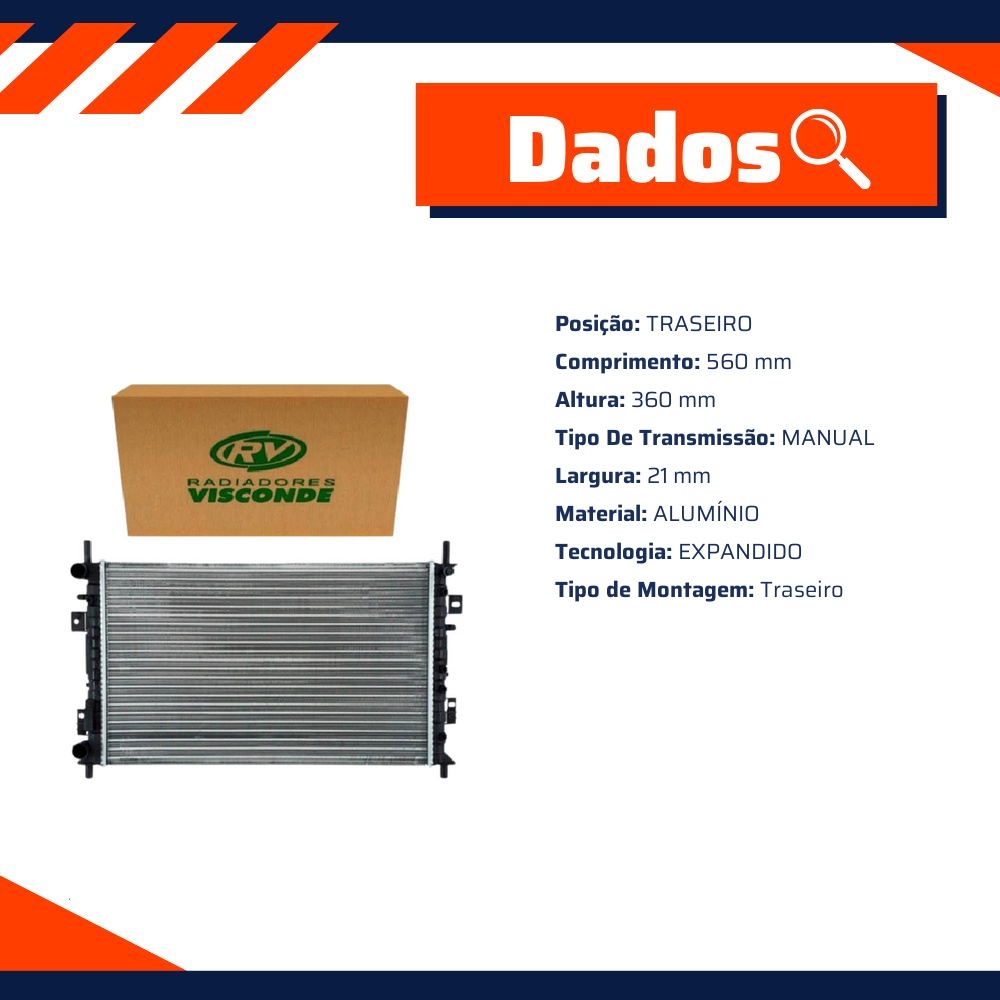 Radiador de Água do Motor - Visconde - 12733