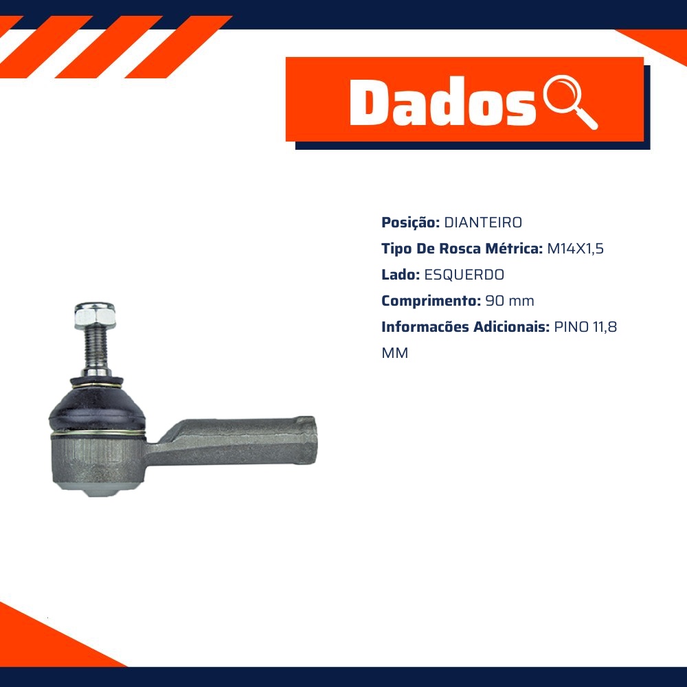 Terminal de Direção Esquerdo para Renault CLIO e CLIO SEDAN - First - 51033