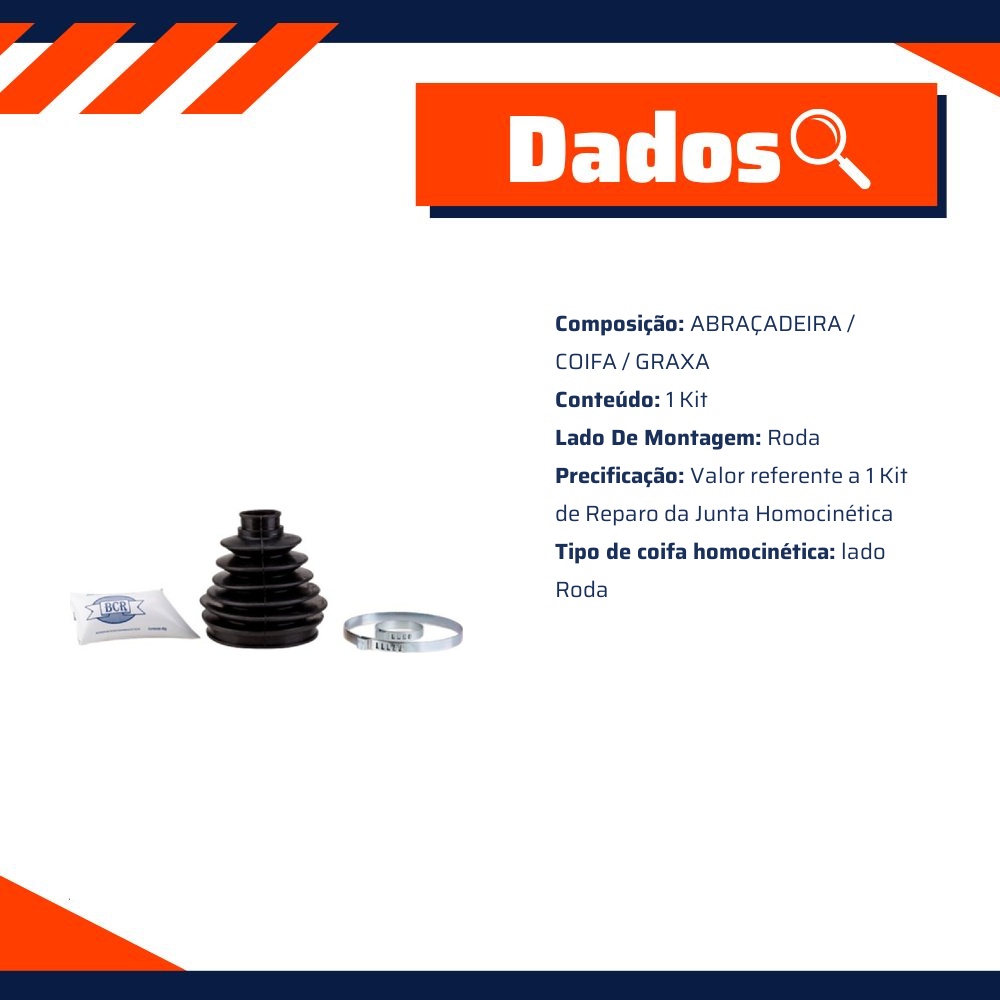 Kit de Reparo da Junta Homocinética Lado Roda para Mitsubishi L200 - BCR - 7058