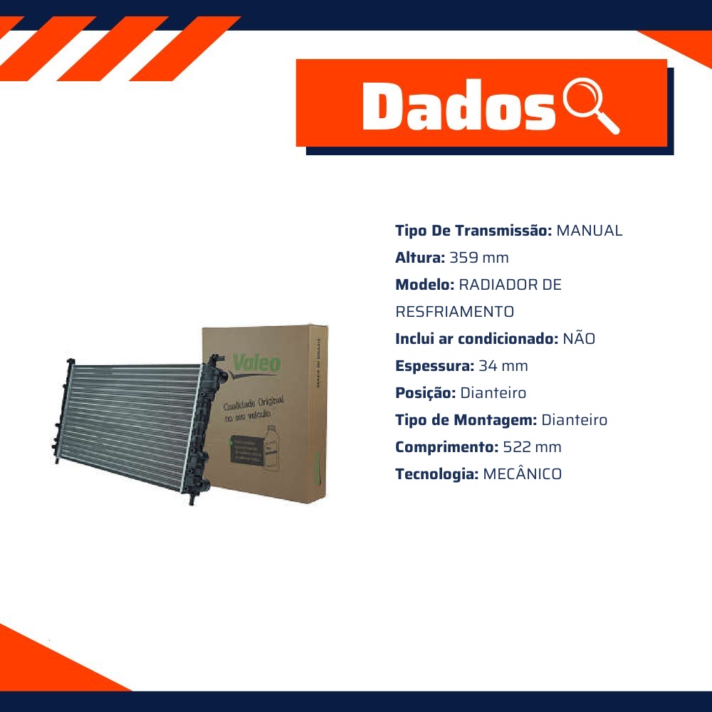 Radiador de Água do Motor - Valeo - 732006R