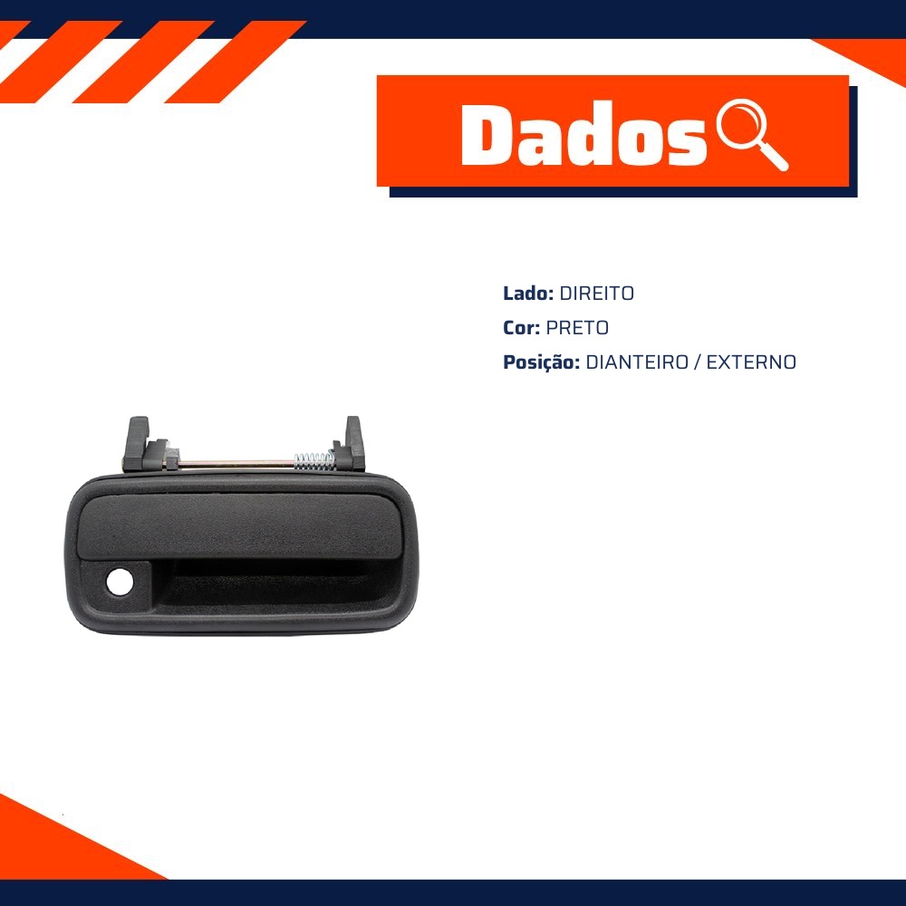 Maçaneta Externa Dianteira Direita Preta para Toyota Hilux e Hilux SW4 - ORI - 8008