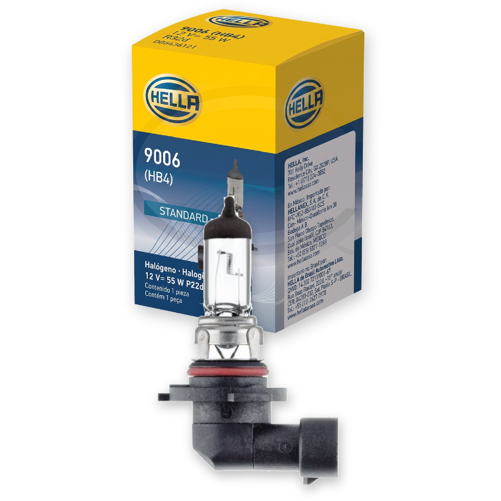 Lâmpada Neblina Farol Alto Baixo HB4 12V 55W P22d - Hella - 9006