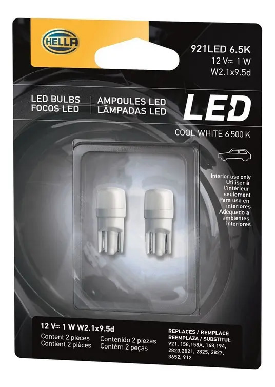 Par Lâmpadas W18W 12V 1W LED 6500K - Hella - 921LED6.5K