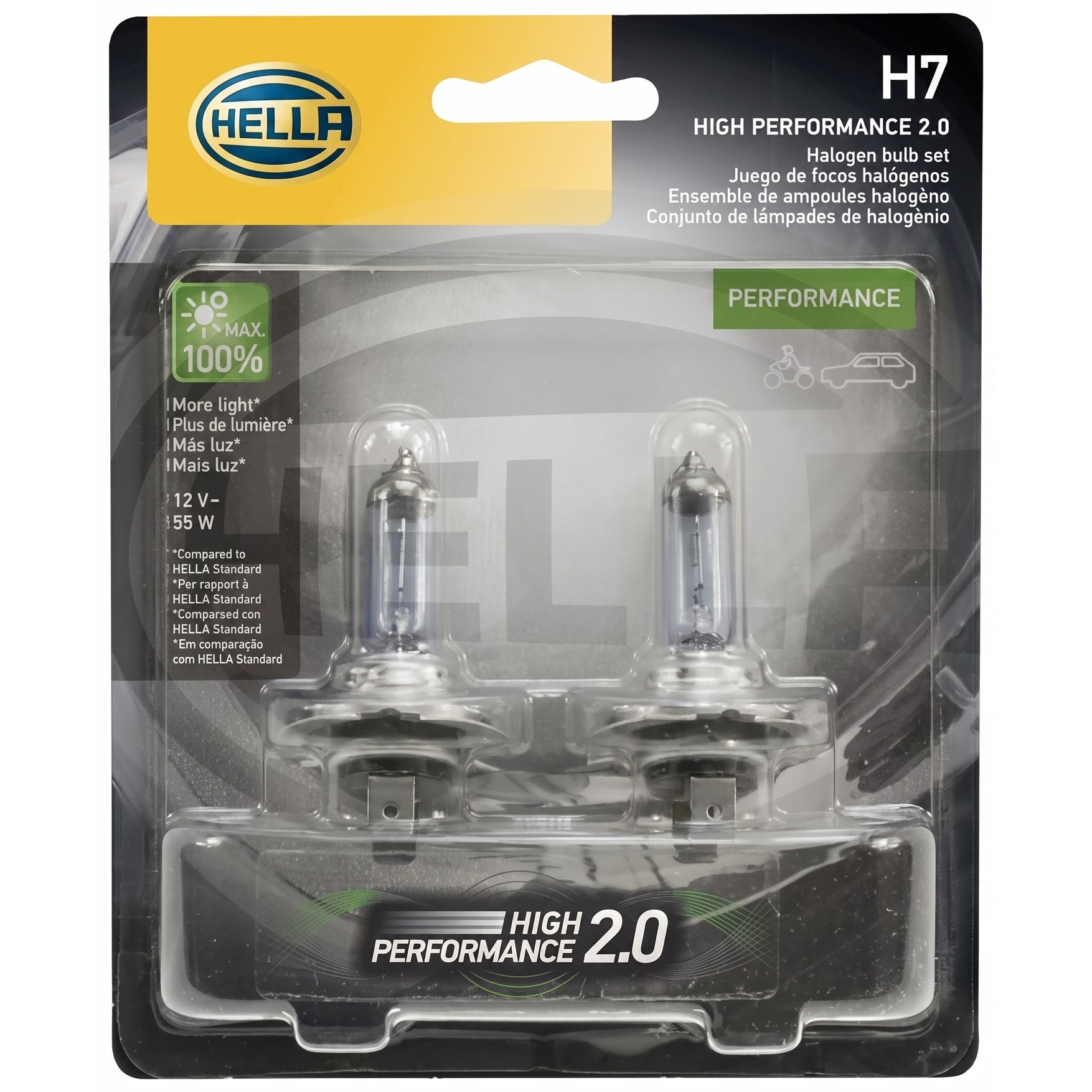 Par Lâmpadas H7 12V 55W High Performance PX26d - Hella - H7 HP