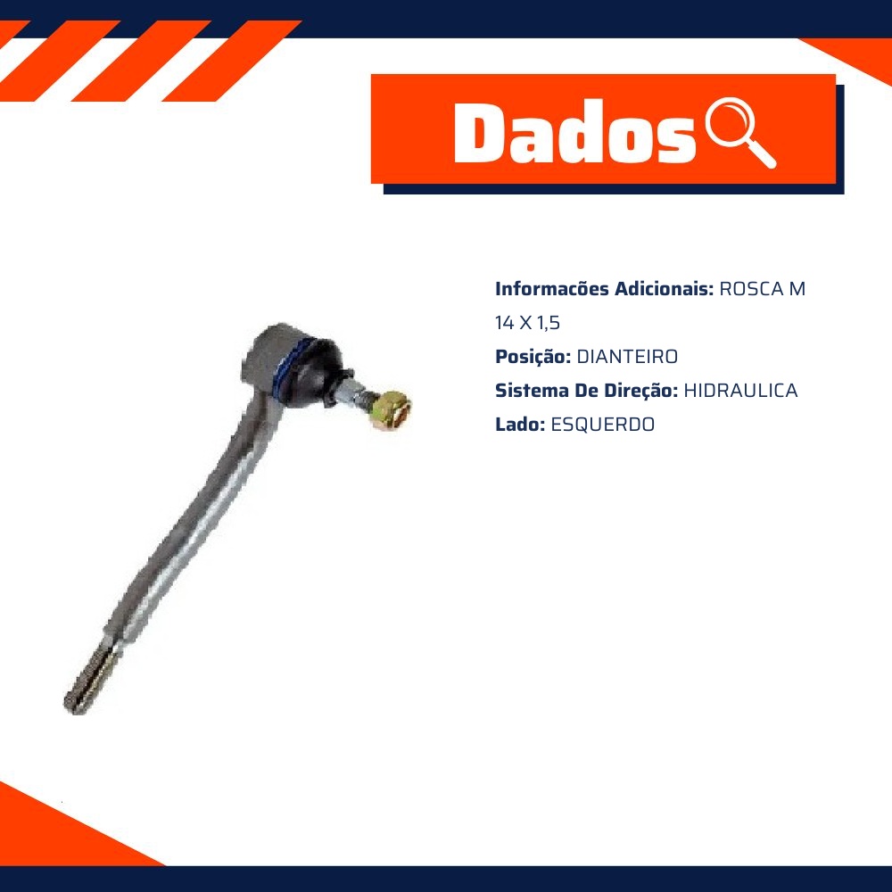 Terminal de Direção Hidráulica Esquerdo para Chevrolet Omega e Suprema - Driveway - PD-3624