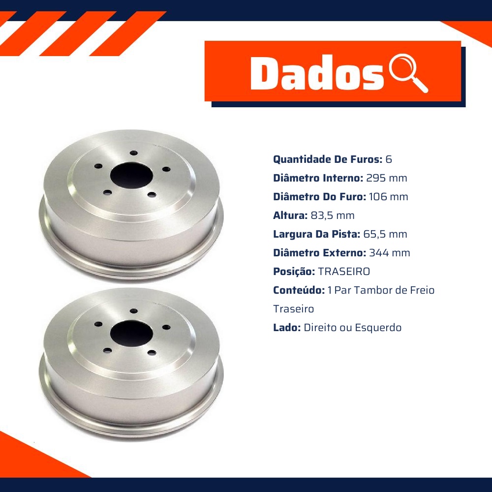 Par Tambor de Freio Traseiro - MDS - T190