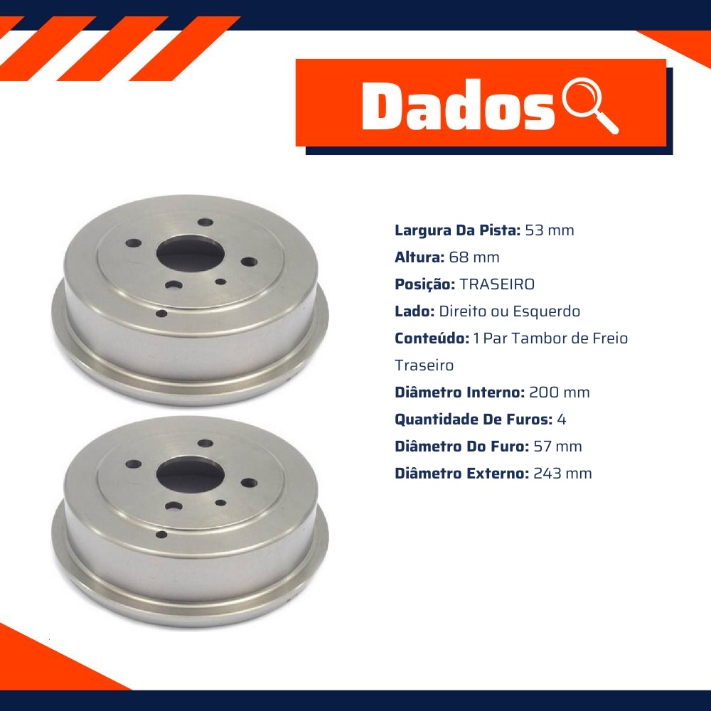 Par Tambor Freio Traseiro - MDS - T45
