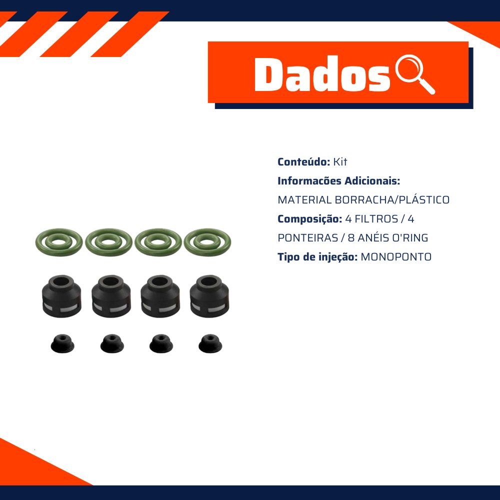 Kit de Filtros para Bico Injetor para Ford Courier e Fiesta - DS - 1215