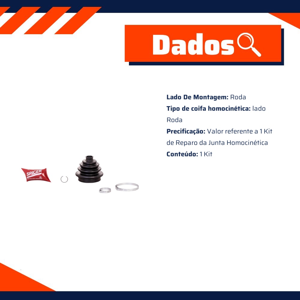 Kit de Reparo da Junta Homocinética Lado Roda para Volkswagen Gol e Parati - Spicer - 2-13-569-1G