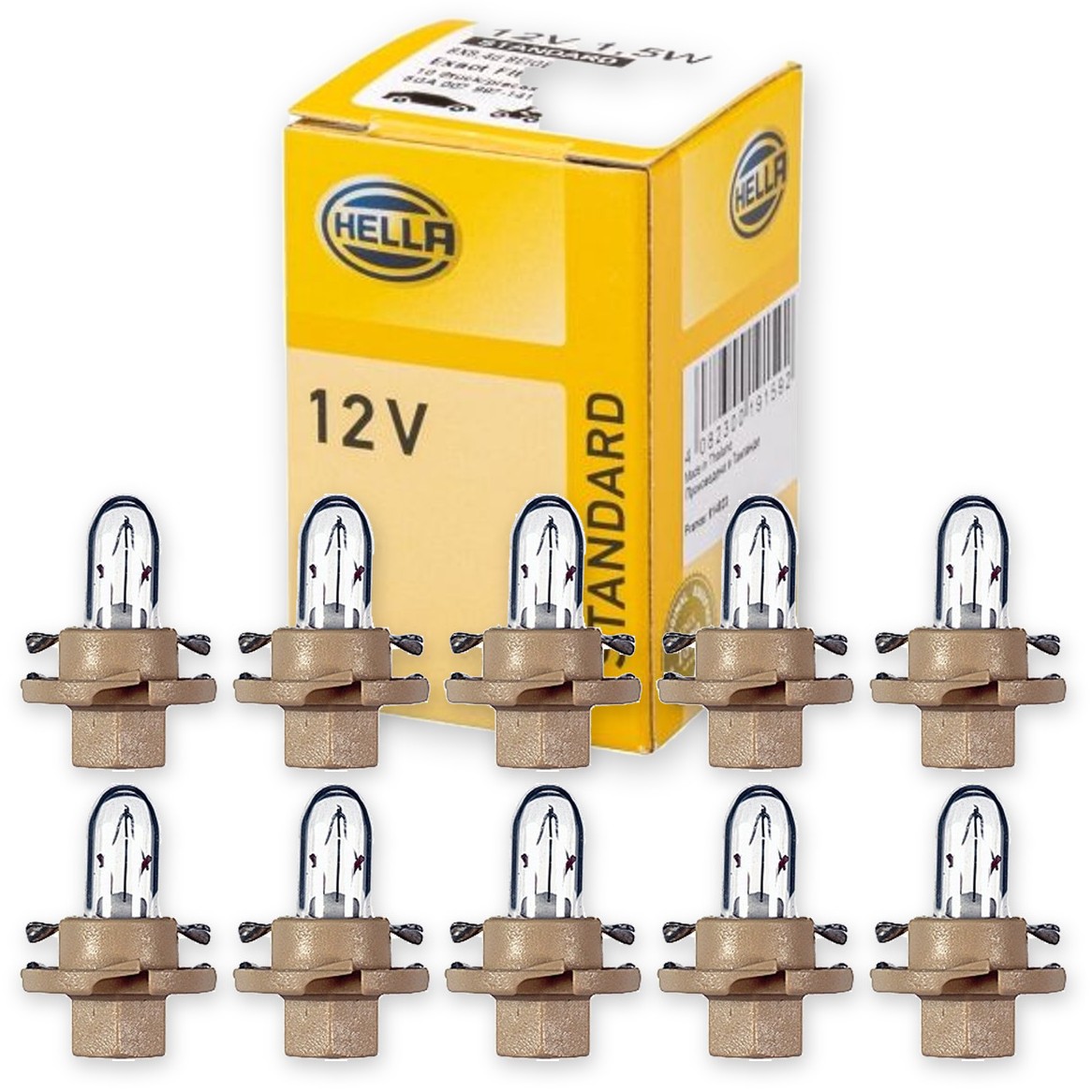 Kit 10 Lâmpadas Painel 12V 1.5W Base Bege - Hella - 2452MFX6