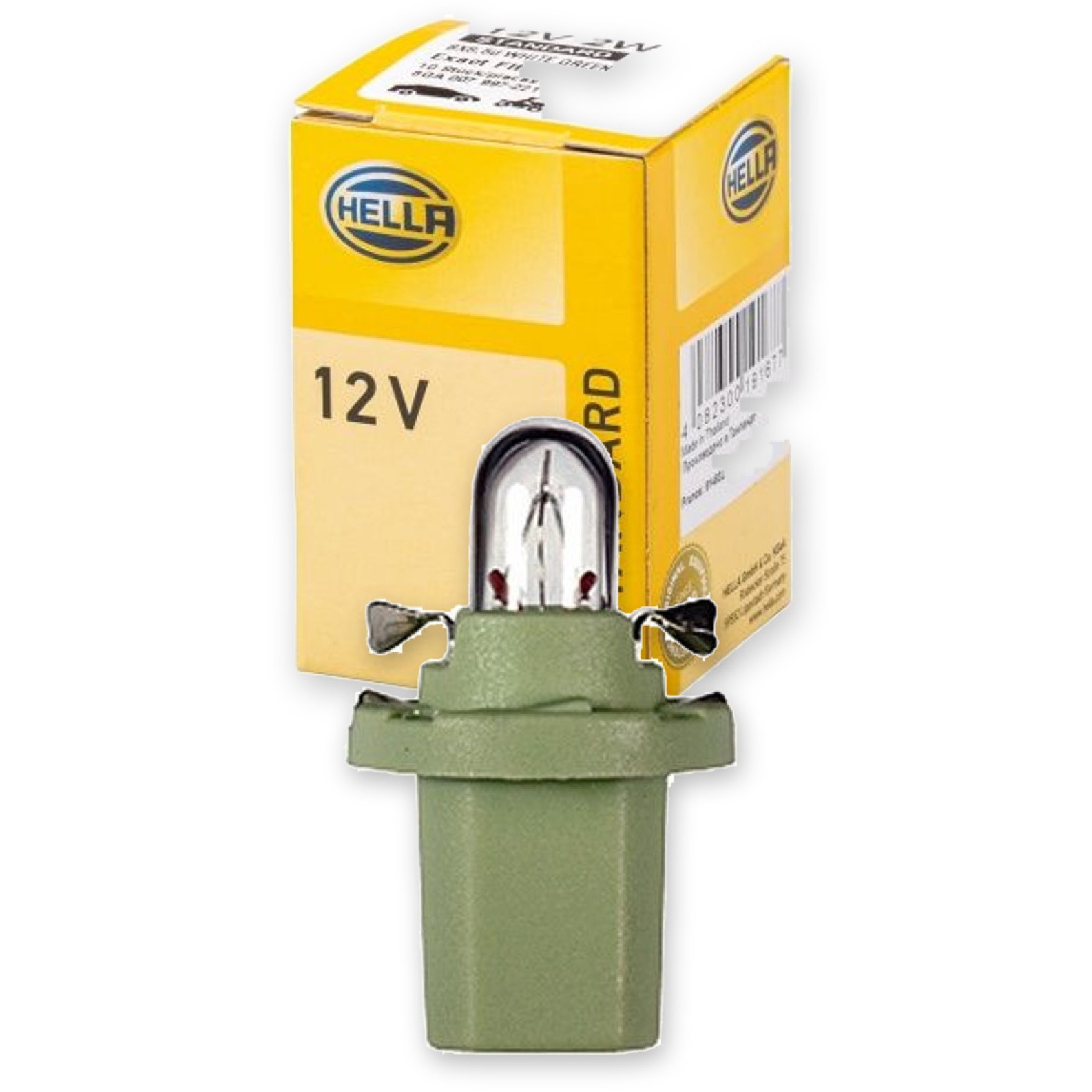 Lâmpada Painel 12V 2W Base Verde Claro BX8.5d - Hella - 2722MFX