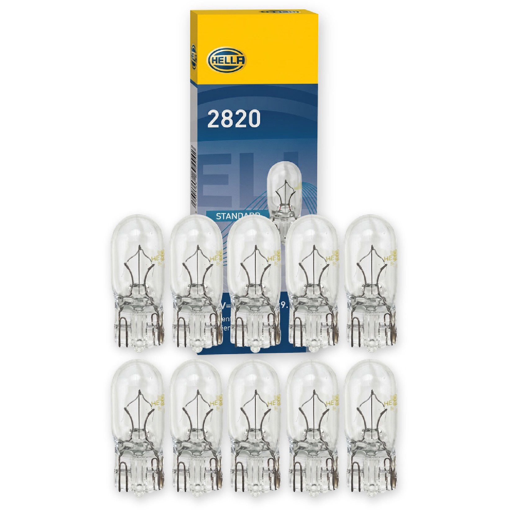 Kit 10 Lâmpadas Posição Painel W2W 12V W2.1x9.5d - Hella - 2820