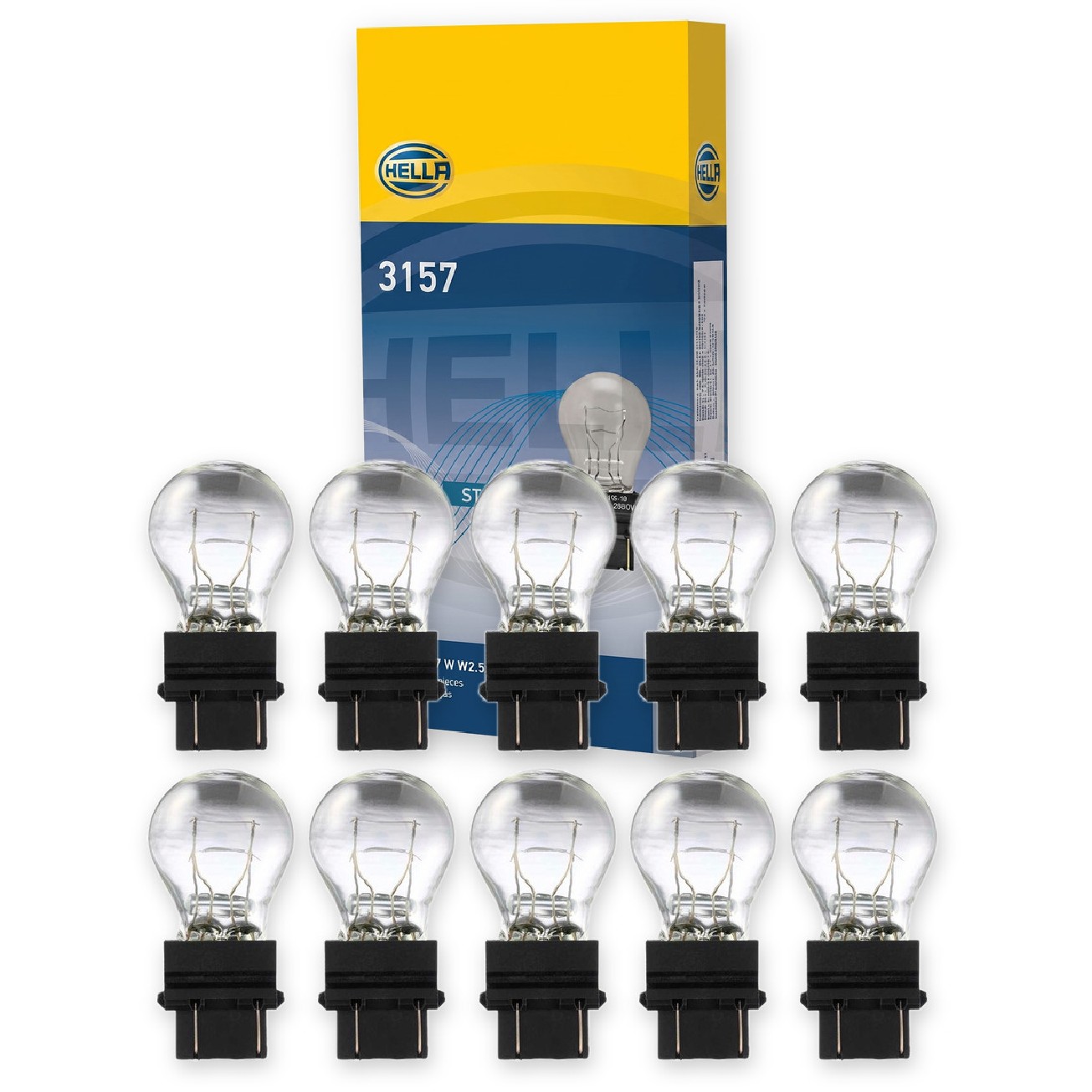 Kit 10 Lâmpadas Freio Posição P27/7W 12V 27/7W - Hella - 3157