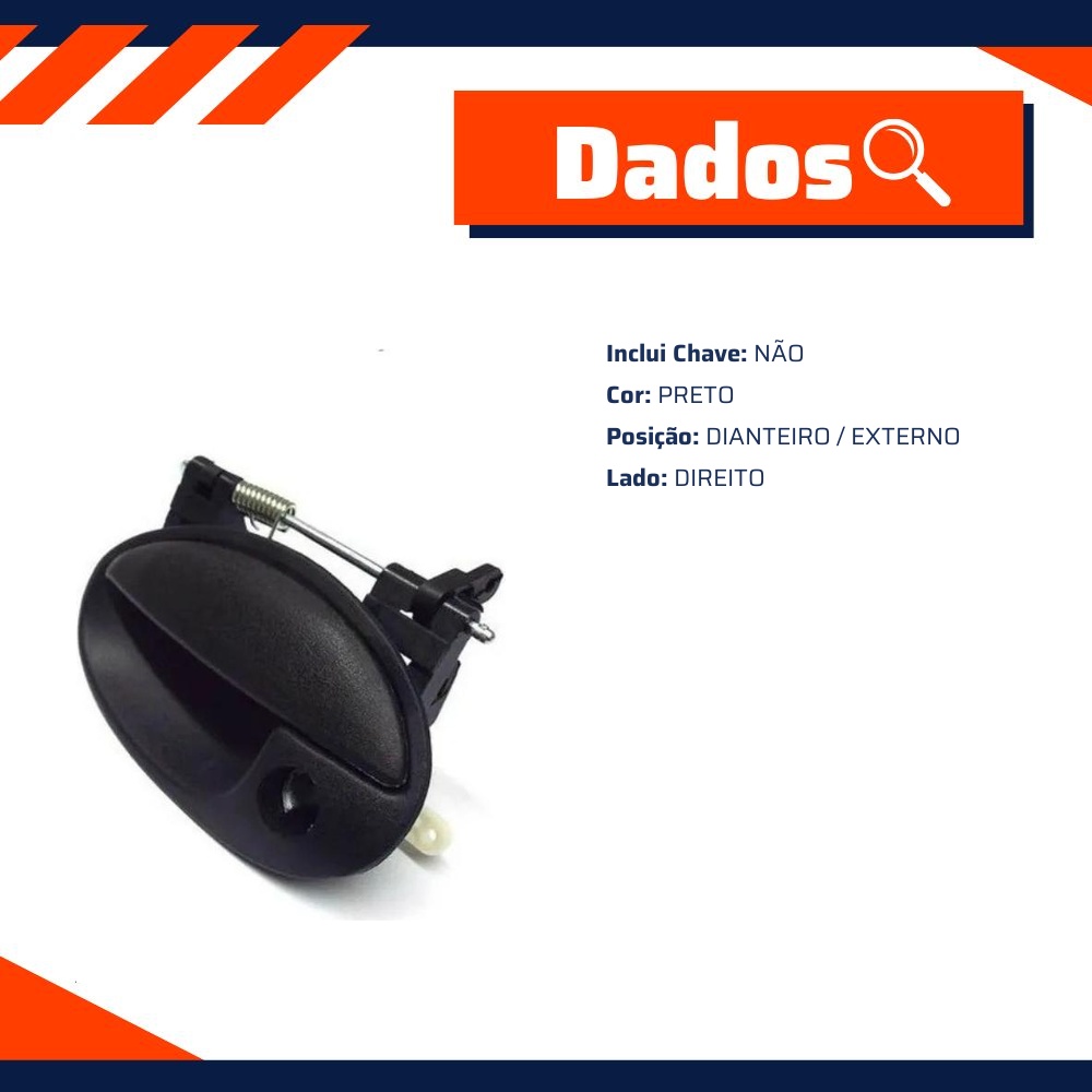 Maçaneta Externa Dianteira Direita Preta para Chevrolet Celta e Prisma - Atemis - 4292